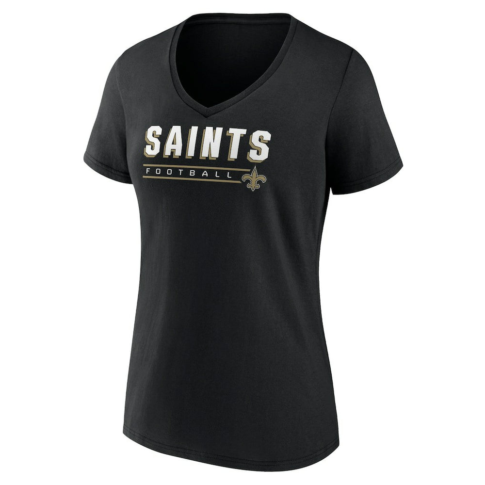 New Orleans Saints Women's Primary Play V-Neck T-Shirt Black