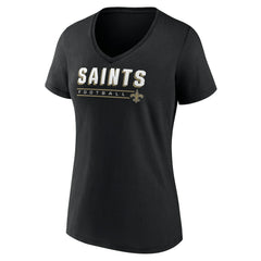New Orleans Saints Women's Primary Play V-Neck T-Shirt Black