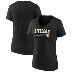 Pittsburgh Steelers Women's Primary Play V-Neck T-Shirt Black