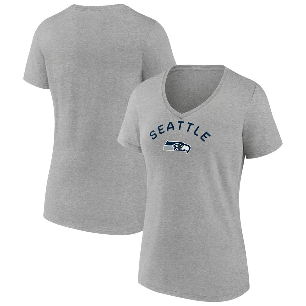 Seattle Seahawks Women's Team Arc V-Neck T-Shirt Heather Gray