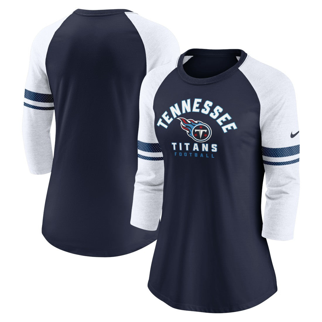 Tennessee Titans Women's Fashion 3/4-Sleeve Lightweight Raglan Fashion T-Shirt Navy