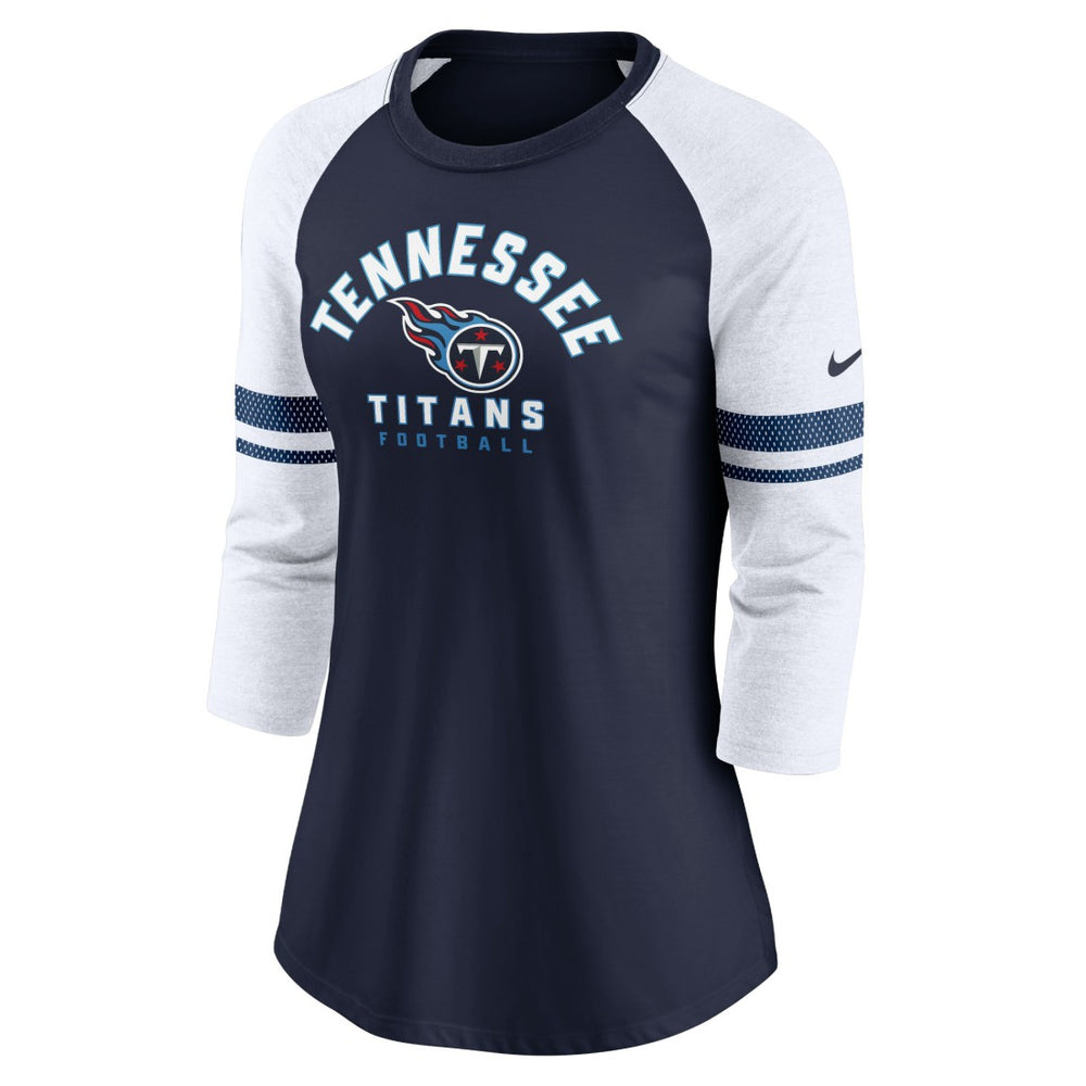 Tennessee Titans Women's Fashion 3/4-Sleeve Lightweight Raglan Fashion T-Shirt Navy