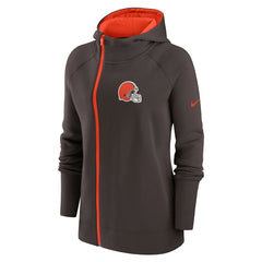 Cleveland Browns Women's Asymmetrical Raglan Full-Zip Hoodie Brown