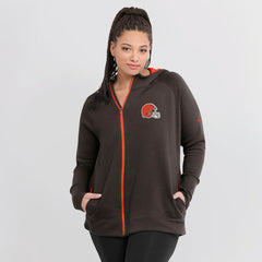 Cleveland Browns Women's Asymmetrical Raglan Full-Zip Hoodie Brown