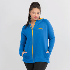 Los Angeles Chargers Women's Asymmetrical Raglan Full-Zip Hoodie Powder Blue