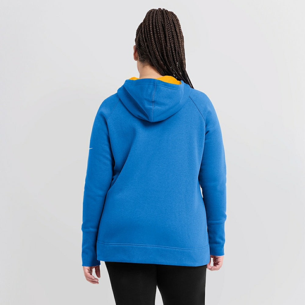 Los Angeles Chargers Women's Asymmetrical Raglan Full-Zip Hoodie Powder Blue