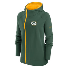 Green Bay Packers Women's Asymmetrical Raglan Full-Zip Hoodie Green