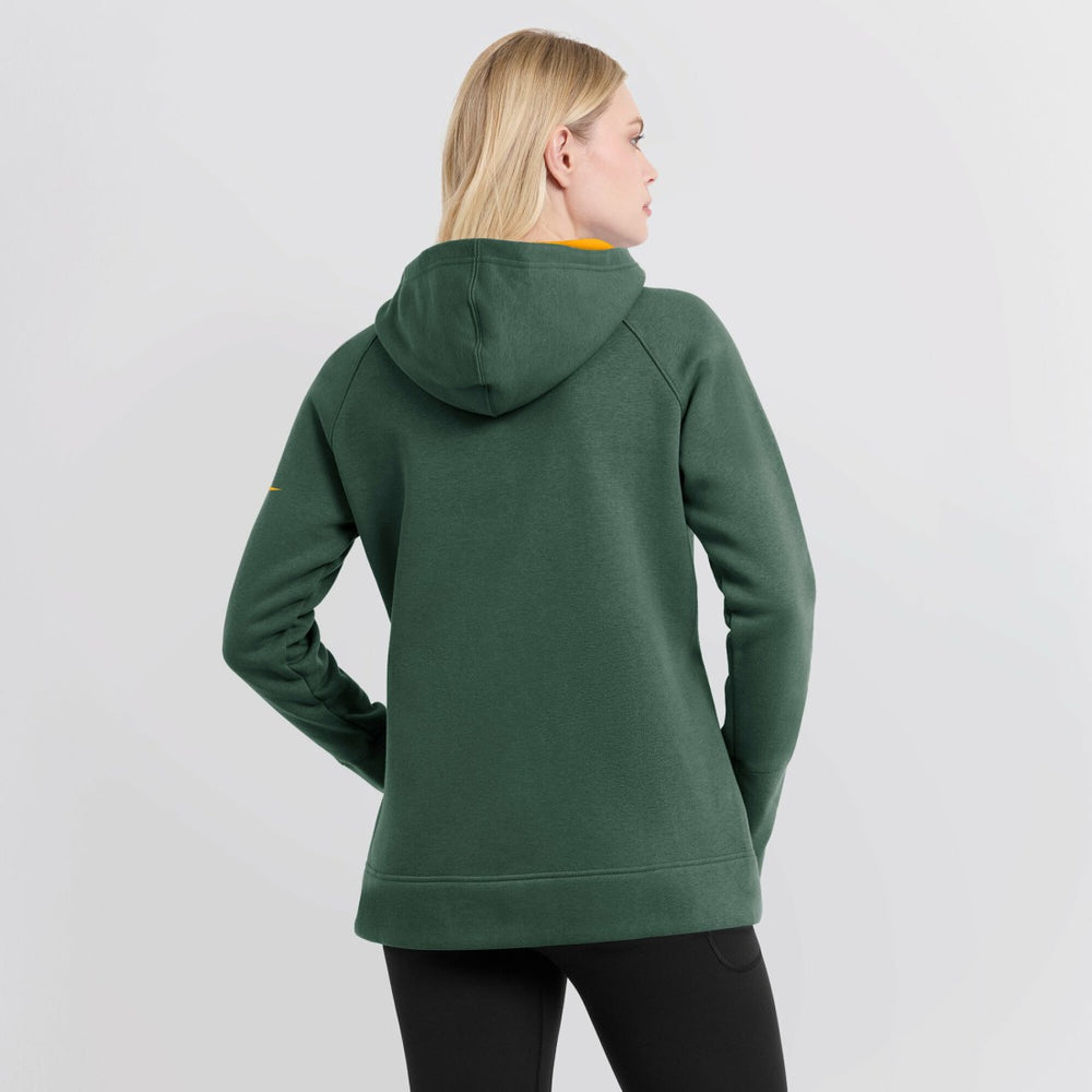 Green Bay Packers Women's Asymmetrical Raglan Full-Zip Hoodie Green