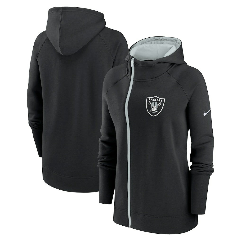 Las Vegas Raiders Women's Asymmetrical Raglan Full-Zip Hoodie Black