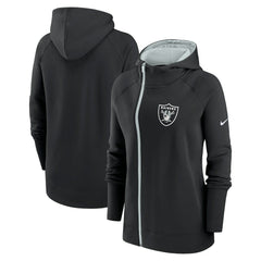 Las Vegas Raiders Women's Asymmetrical Raglan Full-Zip Hoodie Black