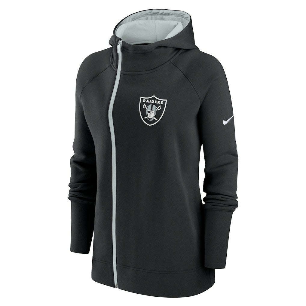 Las Vegas Raiders Women's Asymmetrical Raglan Full-Zip Hoodie Black