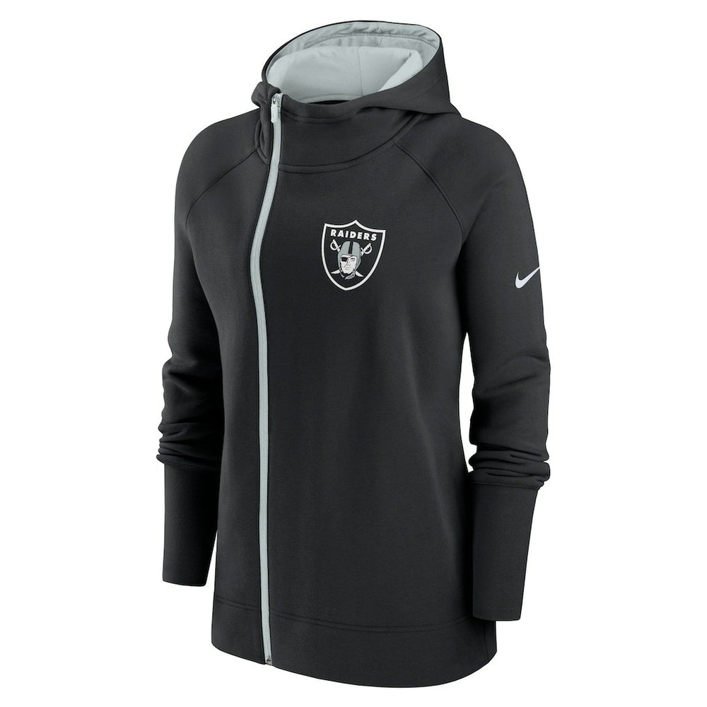 Las Vegas Raiders Women's Asymmetrical Raglan Full-Zip Hoodie Black