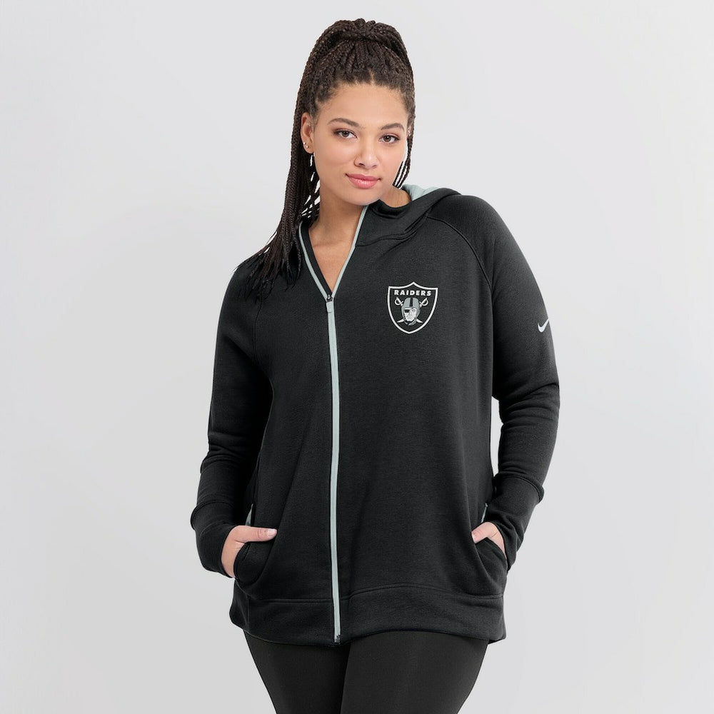 Las Vegas Raiders Women's Asymmetrical Raglan Full-Zip Hoodie Black