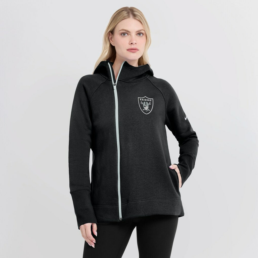 Las Vegas Raiders Women's Asymmetrical Raglan Full-Zip Hoodie Black
