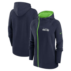 Seattle Seahawks Women's Asymmetrical Raglan Full-Zip Hoodie College Navy