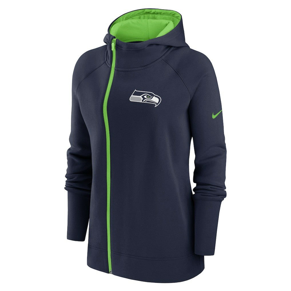 Seattle Seahawks Women's Asymmetrical Raglan Full-Zip Hoodie College Navy