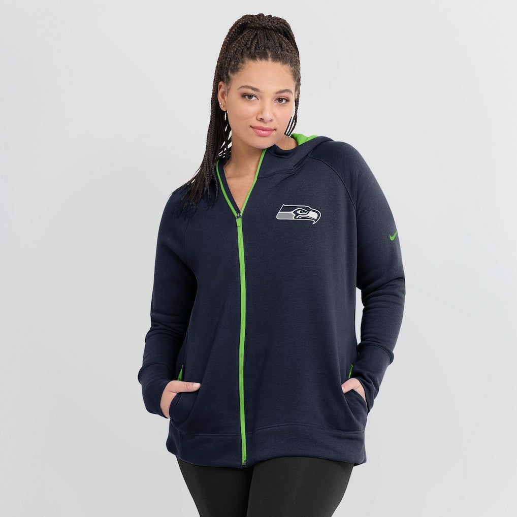 Seattle Seahawks Women's Asymmetrical Raglan Full-Zip Hoodie College Navy