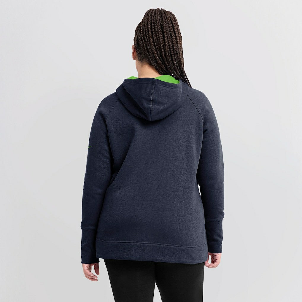 Seattle Seahawks Women's Asymmetrical Raglan Full-Zip Hoodie College Navy