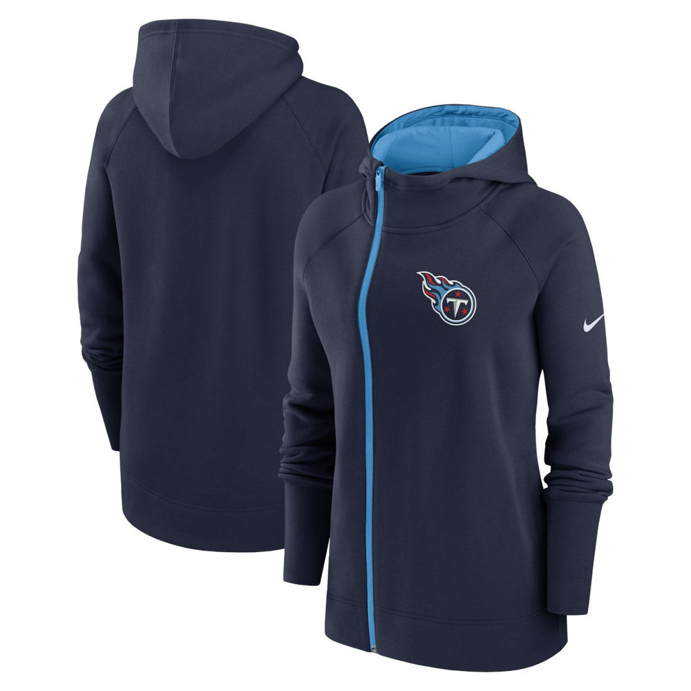 Tennessee Titans Women's Asymmetrical Raglan Full-Zip Hoodie Navy