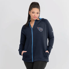 Tennessee Titans Women's Asymmetrical Raglan Full-Zip Hoodie Navy