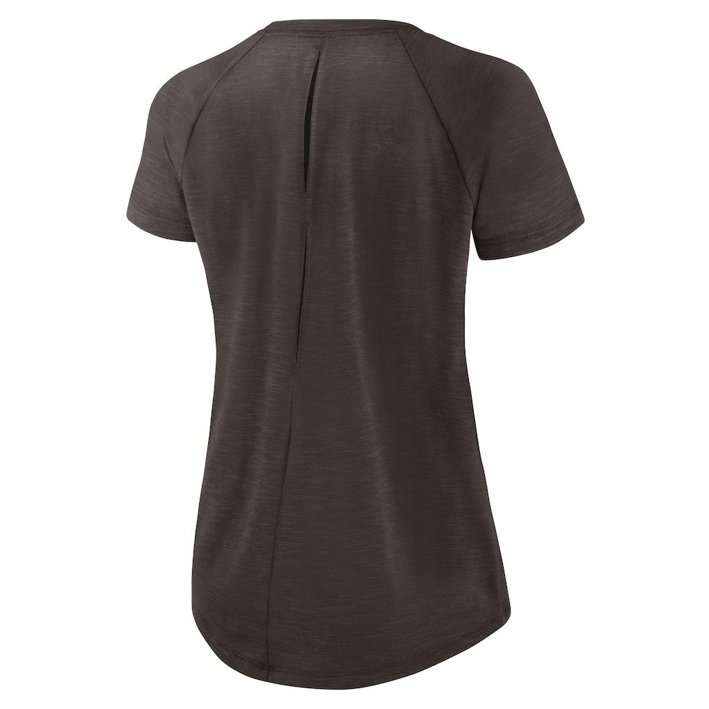 Cleveland Browns Women's Back Slit Lightweight Fashion T-Shirt White/Heather Scarlet