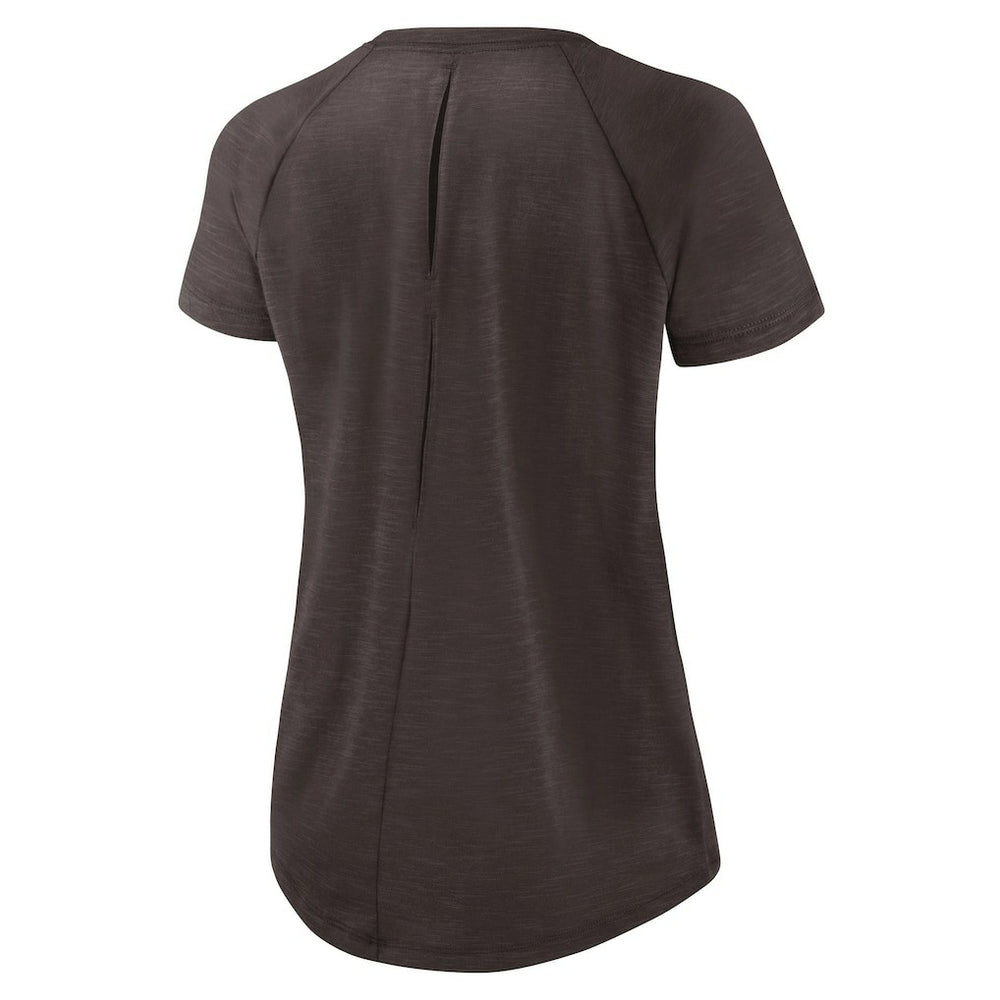 Cleveland Browns Women's Back Slit Lightweight Fashion T-Shirt White/Heather Scarlet