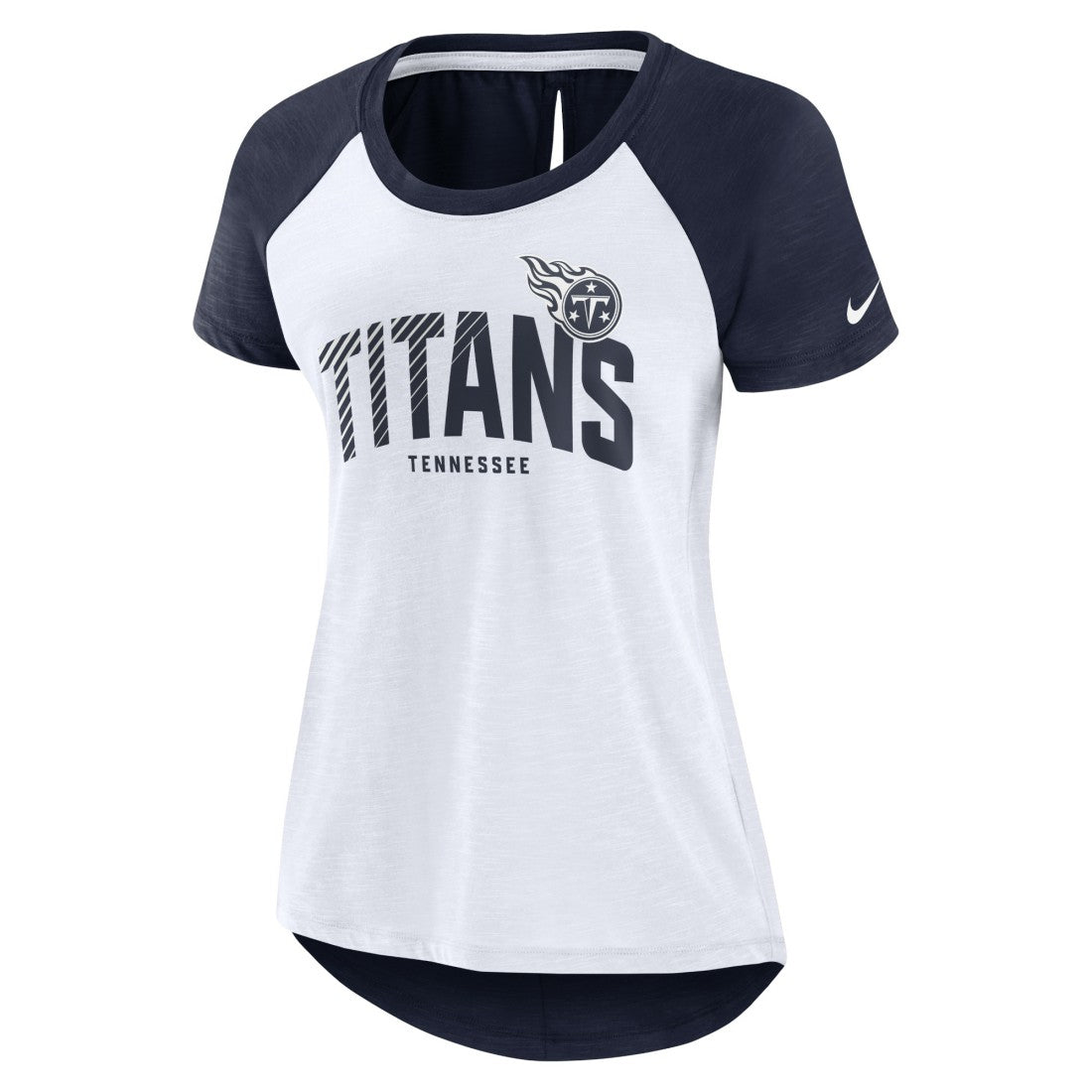 Tennessee Titans Women's Back Slit Lightweight Fashion T-Shirt White/Heather Scarlet