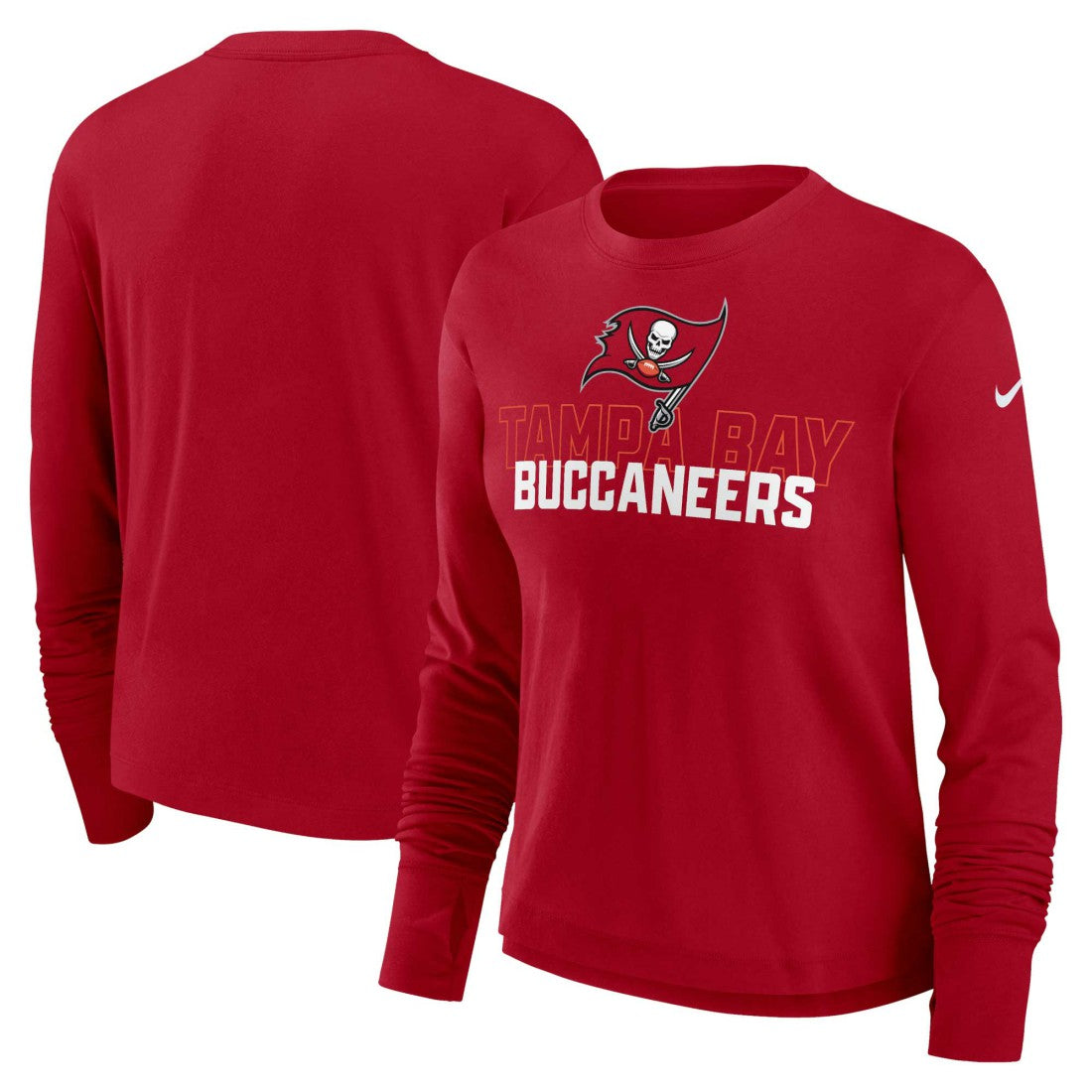 Tampa Bay Buccaneers Women's Modest Crop Performance Long Sleeve T-Shirt Red
