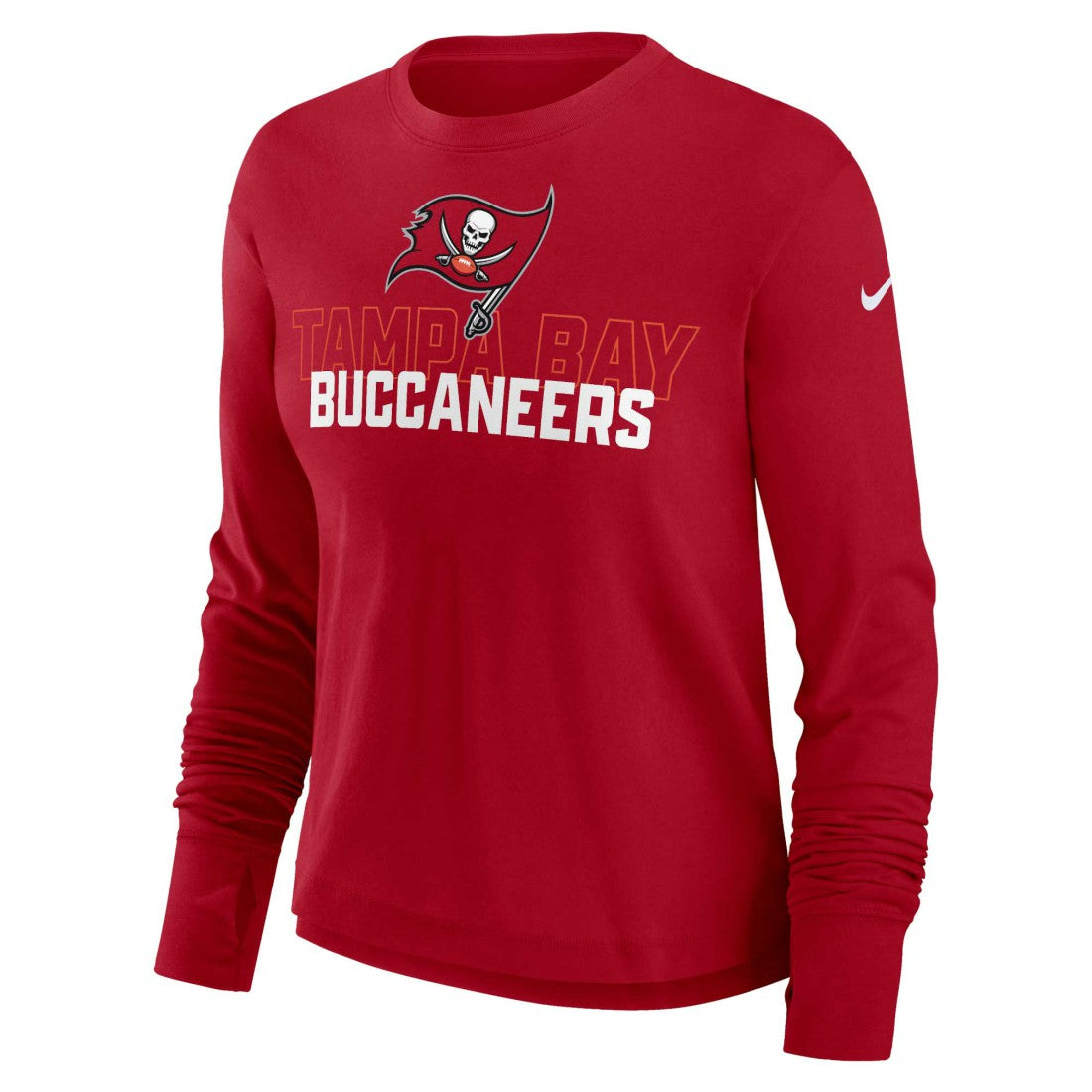 Tampa Bay Buccaneers Women's Modest Crop Performance Long Sleeve T-Shirt Red