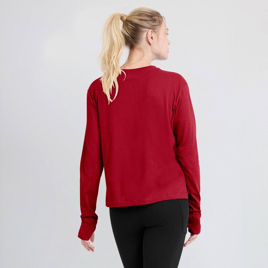 Tampa Bay Buccaneers Women's Modest Crop Performance Long Sleeve T-Shirt Red