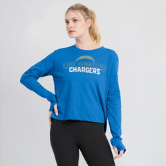 Los Angeles Chargers Women's Modest Crop Performance Long Sleeve T-Shirt Powder Blue
