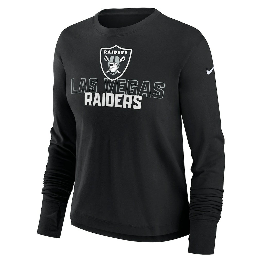 Las Vegas Raiders Women's Modest Crop Performance Long Sleeve T-Shirt Black