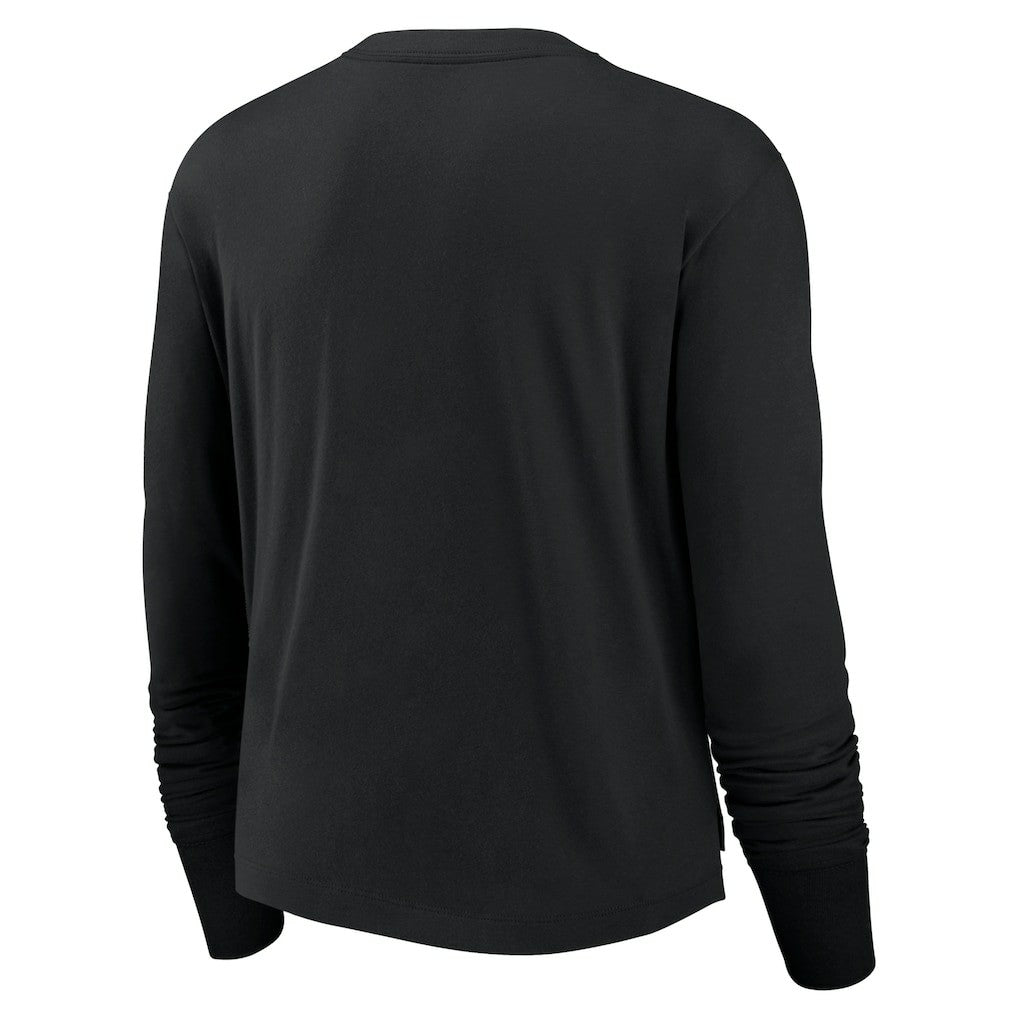 Las Vegas Raiders Women's Modest Crop Performance Long Sleeve T-Shirt Black
