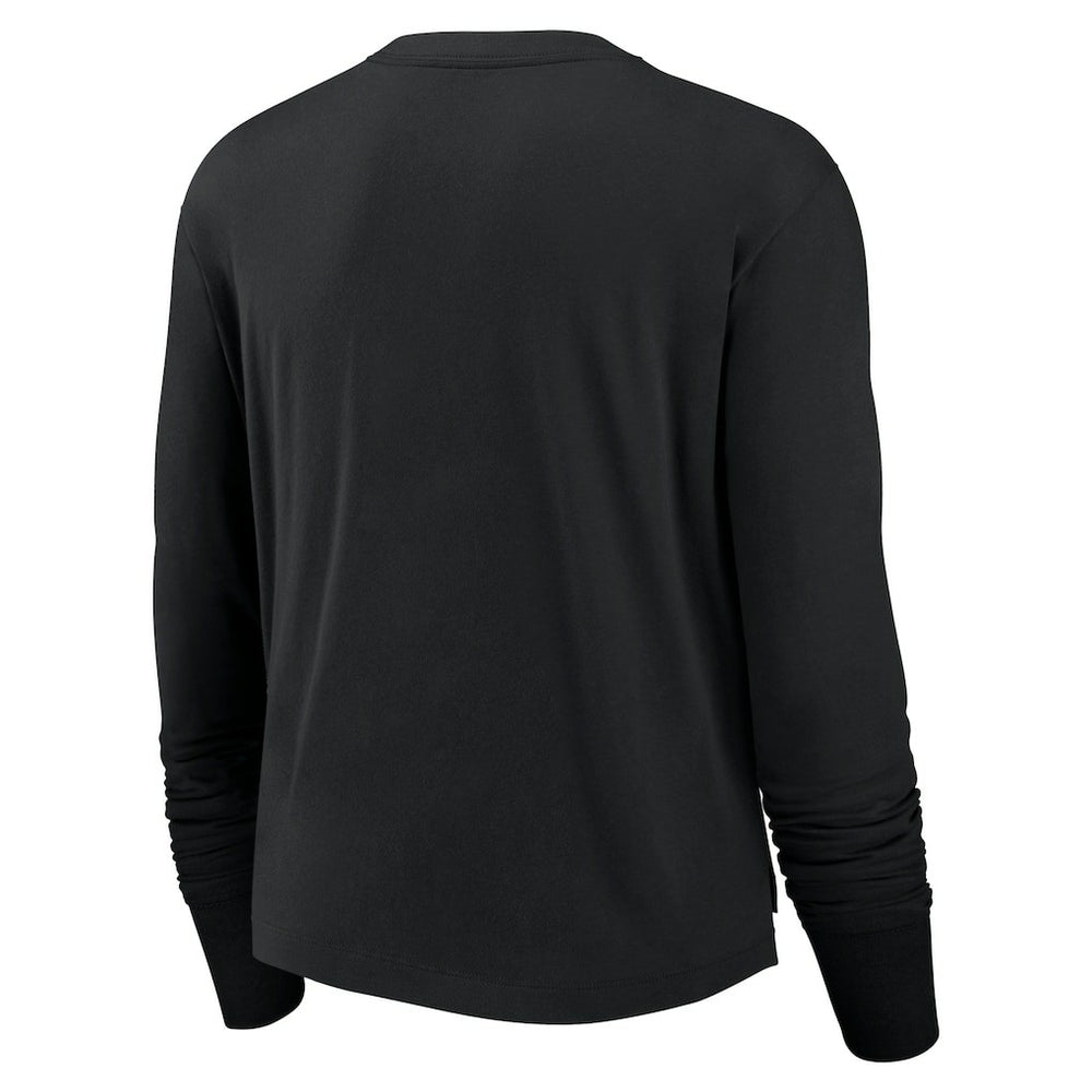 Las Vegas Raiders Women's Modest Crop Performance Long Sleeve T-Shirt Black