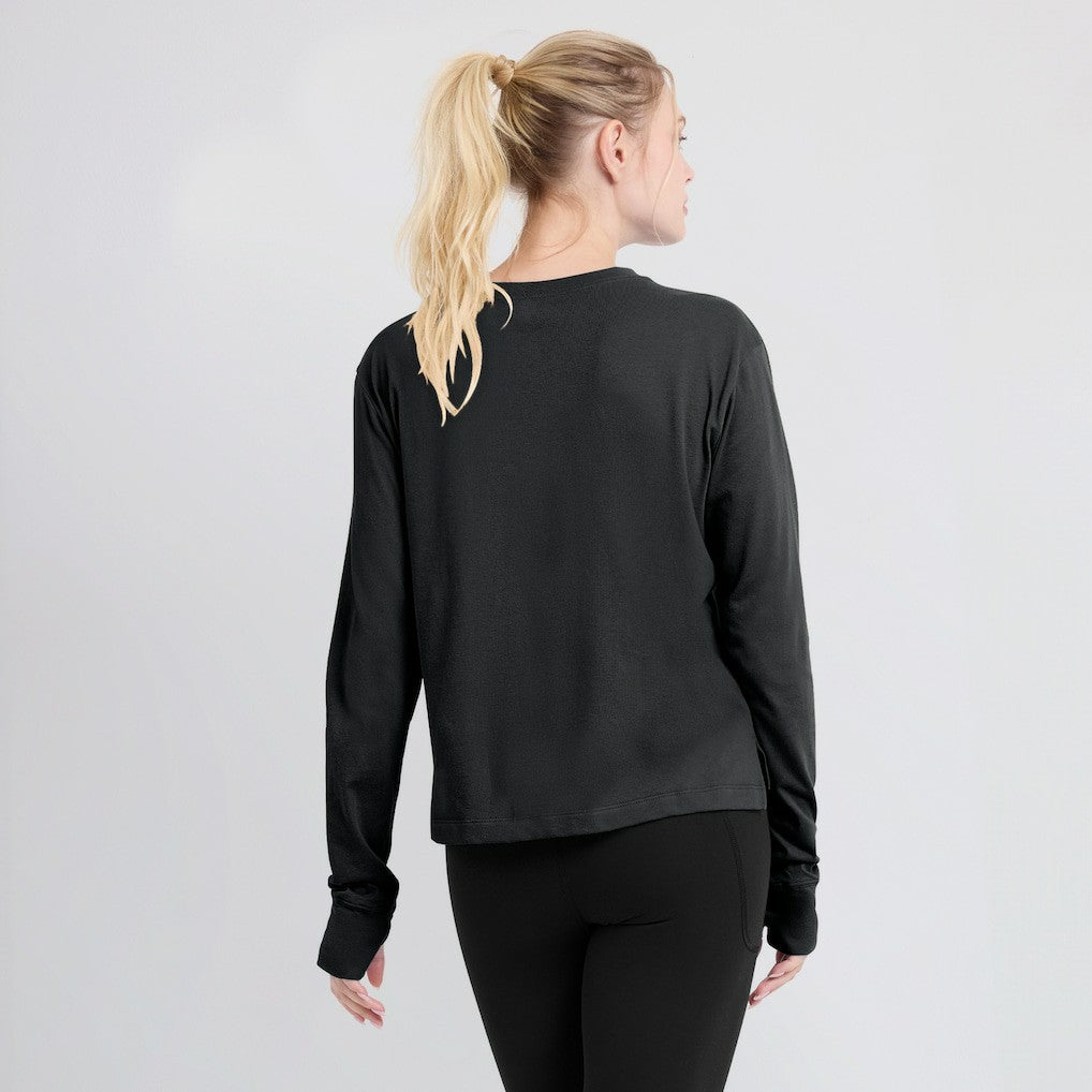 Las Vegas Raiders Women's Modest Crop Performance Long Sleeve T-Shirt Black