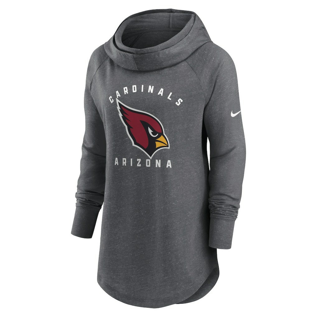 Arizona Cardinals Women's Raglan Funnel Neck Pullover Hoodie Heather Charcoal