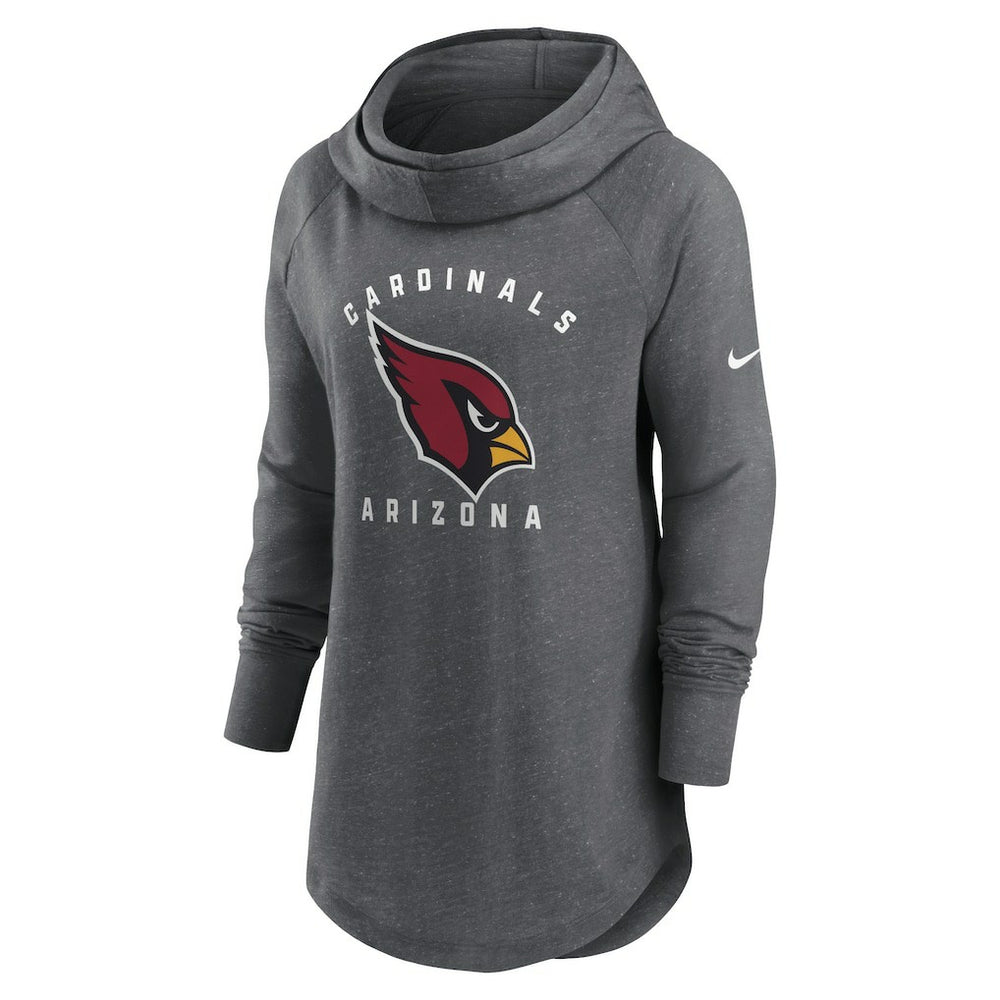Arizona Cardinals Women's Raglan Funnel Neck Pullover Hoodie Heather Charcoal