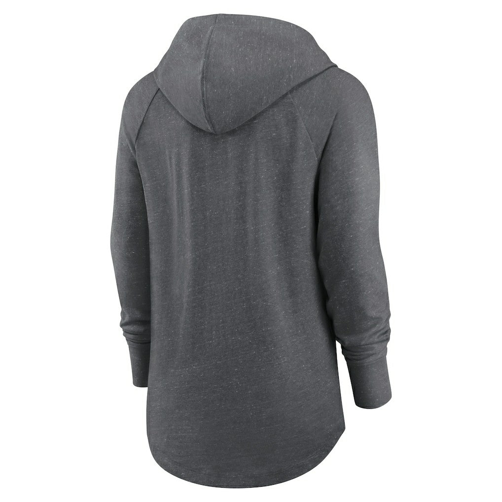 Cleveland Browns Women's Raglan Funnel Neck Pullover Hoodie Heather Charcoal