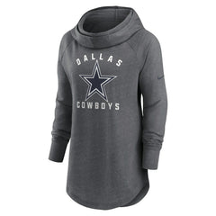 Dallas Cowboys Women's Raglan Funnel Neck Pullover Hoodie Heather Charcoal