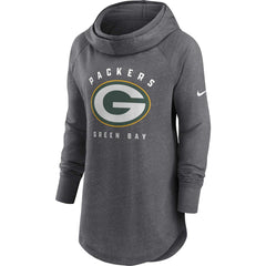 Green Bay Packers Women's Raglan Funnel Neck Pullover Hoodie Heather Charcoal