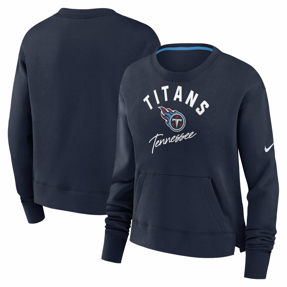 Tennessee Titans Women's High Hip Fleece Pullover Sweatshirt Navy