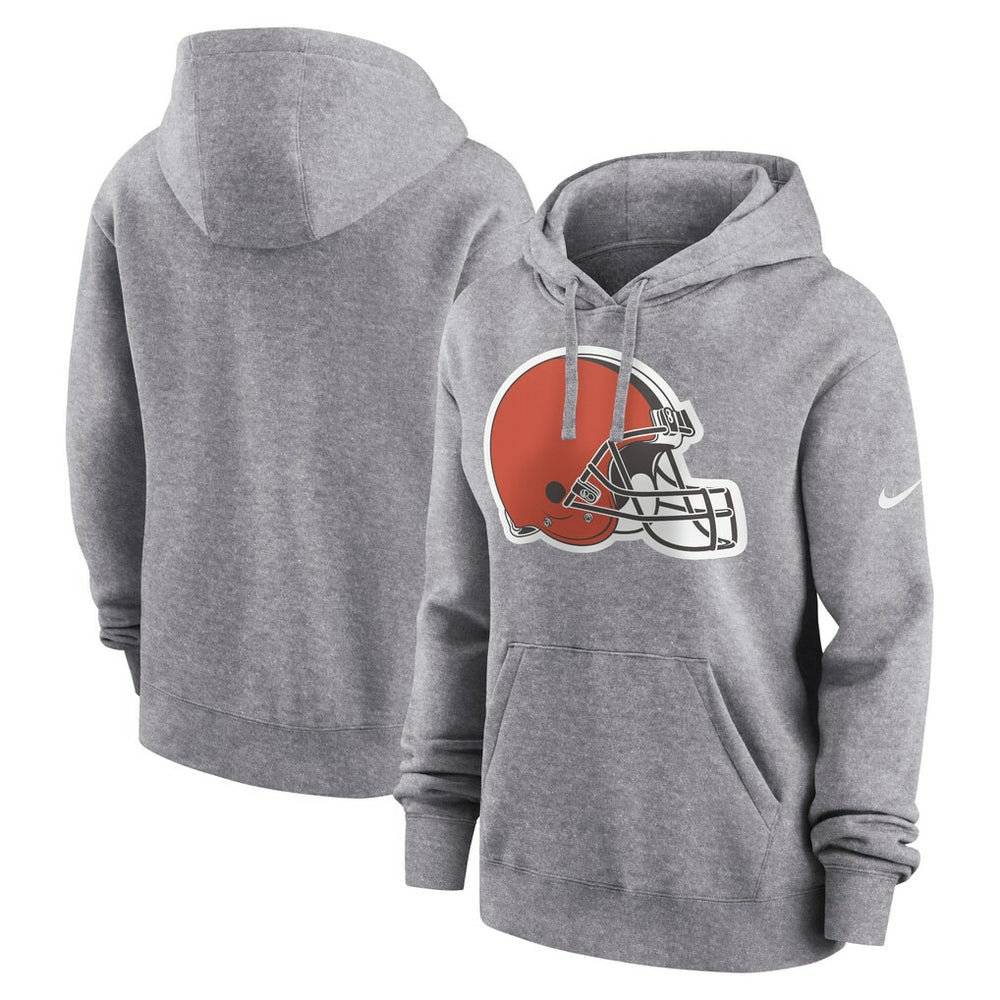 Cleveland Browns Women's Team Logo Club Fleece Pullover Hoodie Heather Gray