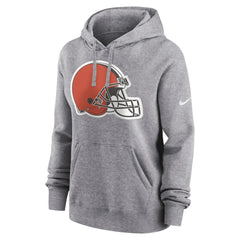 Cleveland Browns Women's Team Logo Club Fleece Pullover Hoodie Heather Gray