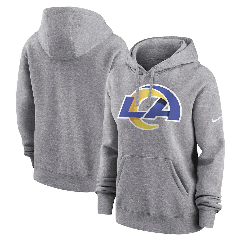 Los Angeles Rams Women's Team Logo Club Fleece Pullover Hoodie Heather Gray