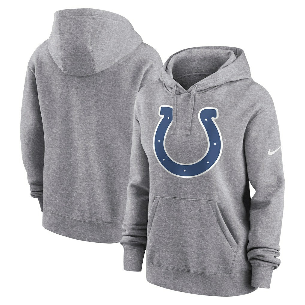 Indianapolis Colts Women's Team Logo Club Fleece Pullover Hoodie Heather Gray
