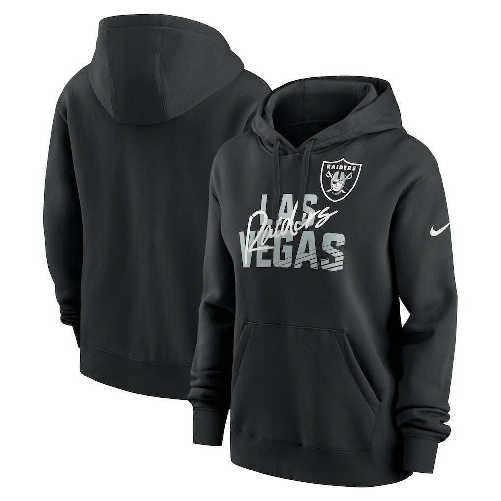 Las Vegas Raiders Women's Wordmark Club Fleece Pullover Hoodie Black