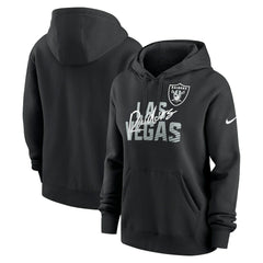 Las Vegas Raiders Women's Wordmark Club Fleece Pullover Hoodie Black