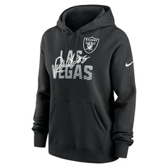 Las Vegas Raiders Women's Wordmark Club Fleece Pullover Hoodie Black