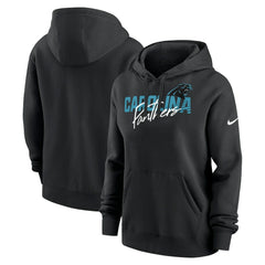 Carolina Panthers Women's Wordmark Club Fleece Pullover Hoodie Black
