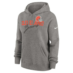 Cleveland Browns Women's Wordmark Club Fleece Pullover Hoodie Heather Gray